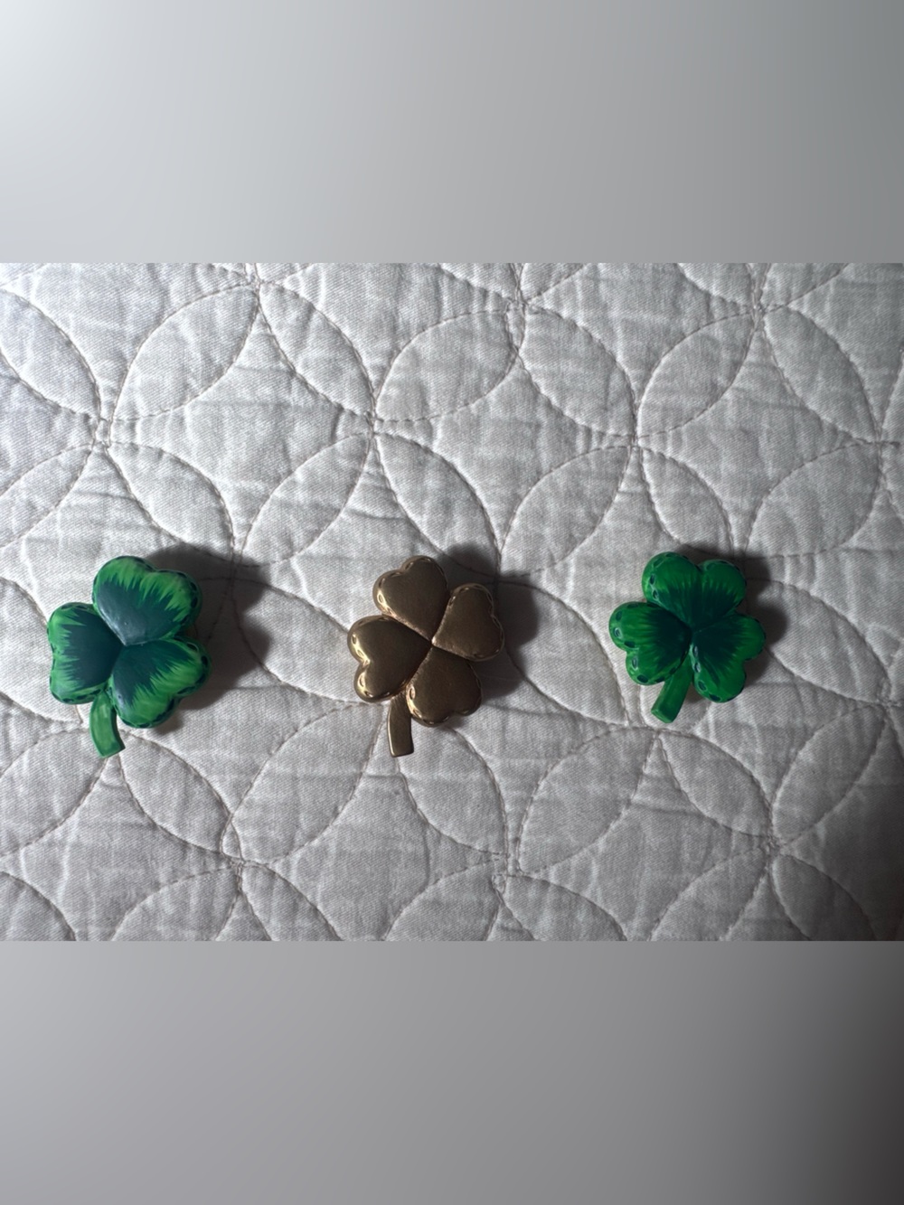 Green Shamrock Clover button covers - Set of 3
